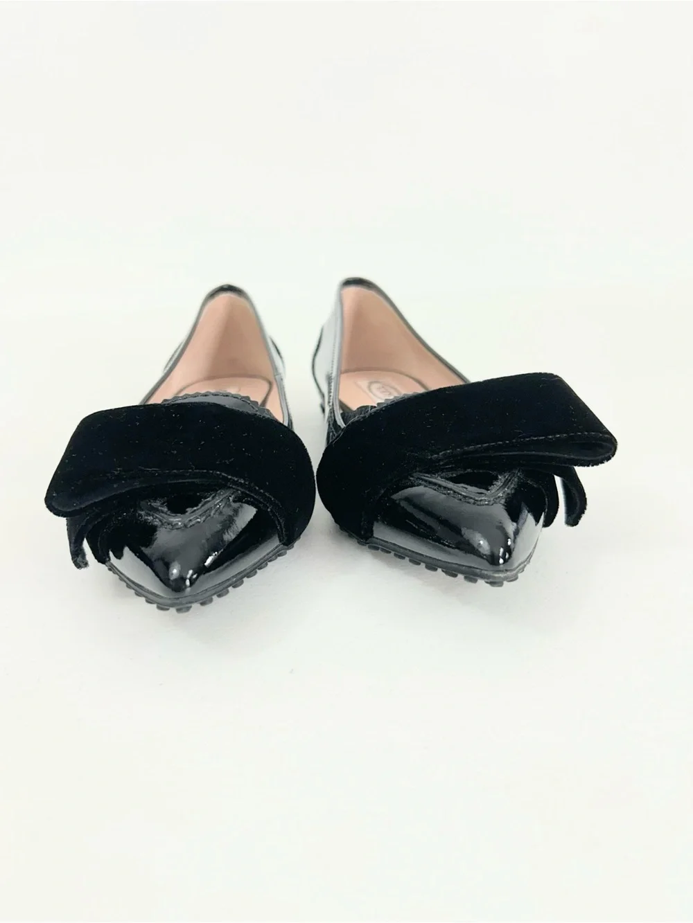 Tod’s x Alessandro Dell’acqua Bow Detail Leather Flat In Black Size 36 or US 6